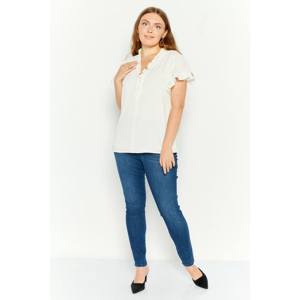 Philosophy Chiffon Button Down Sheer Ruffle Top White XL
